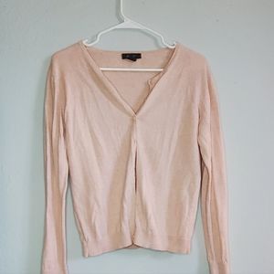 Pink Button down crew-neck Cardigan